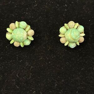 Hobe Vintage Green Clip On Earrings